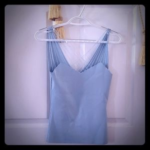 Strappy knit baby blue dress tank